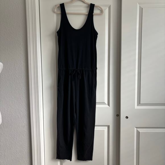 FRANK & EILEEN Heritage Jersey Tank Jumpsuit Sz S Black Essential Basic - Picture 2 of 16